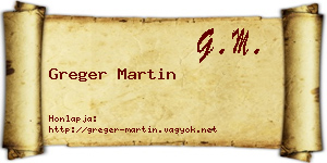 Greger Martin névjegykártya